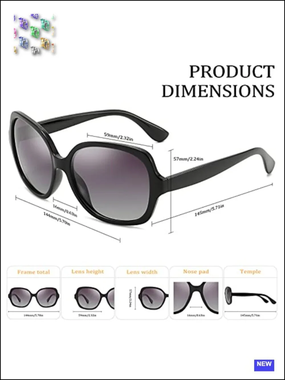 Oversized Square Polarized Sunglasses UV Protection for Women Men
